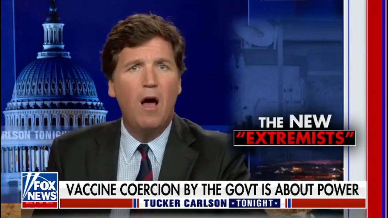 Bilde for artikkelen med tittelen Anti-Vaxxer Tucker Carlson Says He & amp; # 39; s Not Against Vaccines